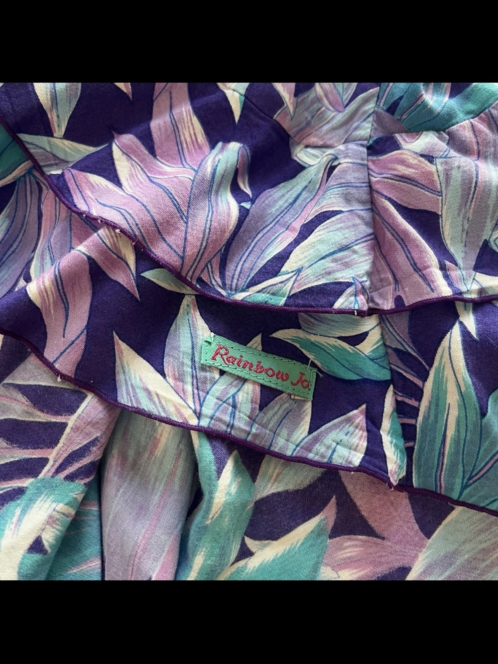 Rainbow Jo Ti Leaf Dress Womens S Knee Length Ruffle Hem Tropical Vacation Luau - Picture 5 of 8